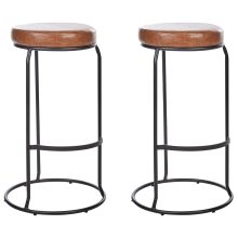 Set of 2 Bar Stools MILROY Faux Leather Brown