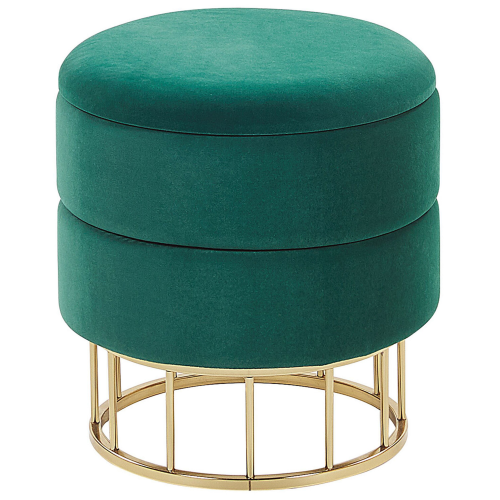 Beliani Storage Pouffe ELGIN Velvet Dark Green