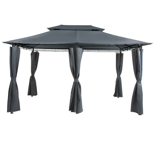 Beliani Gazebo COLOS 400 cm 300 cm Metal Graphite Grey