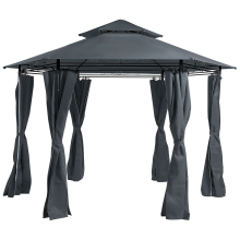 Gazebo PORTEL 350 cm 350 cm Metal Graphite Grey