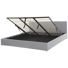 Ottoman Bed DREUX Fabric Light Grey 180 x 200 cm (EU Super King)
