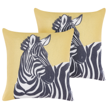 Set of 2 Decorative Cushions MANKETTI 45 x 45 cm Yellow Animal Pattern