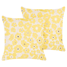 Set of 2 Decorative Cushions TRITELEIA Velvet 45 x 45 cm Yellow Floral Pattern