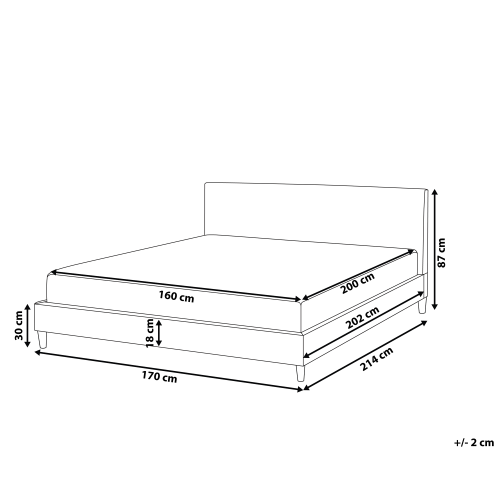Beliani Bed Fabric FITOU 160 x 200 cm (EU King Size) Light Grey 2