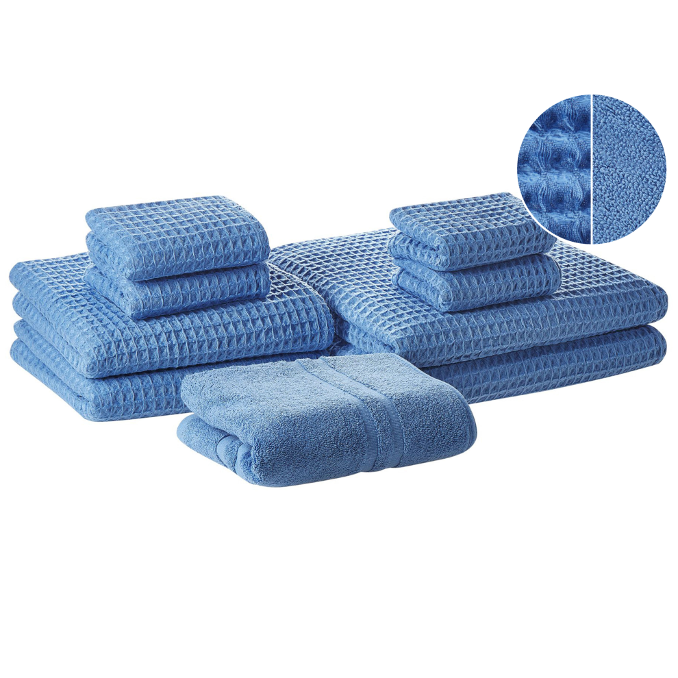 Photos - Towel Beliani Set of 9  AREORA Cotton Blue 