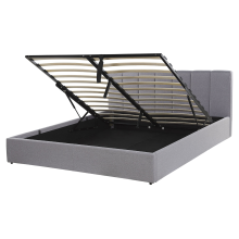 Ottoman Bed DREUX Fabric Light Grey 160 x 200 cm (EU King Size)