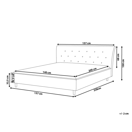 Beliani Bed Fabric SAVERNE 140 x 200 cm (EU Double) Light Grey 2