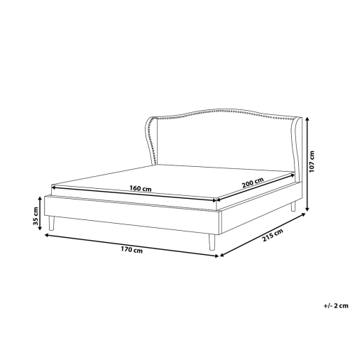 Beliani Bed Fabric COLMAR 160 x 200 cm (EU King Size) Grey 2