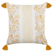 Throw Cushion BILOBA Cotton 45 x 45 cm Yellow Floral Pattern