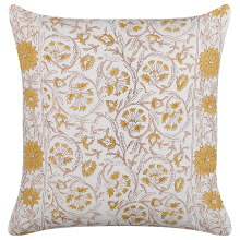 Throw Cushion AMARA Cotton 45 x 45 cm Yellow Floral Pattern