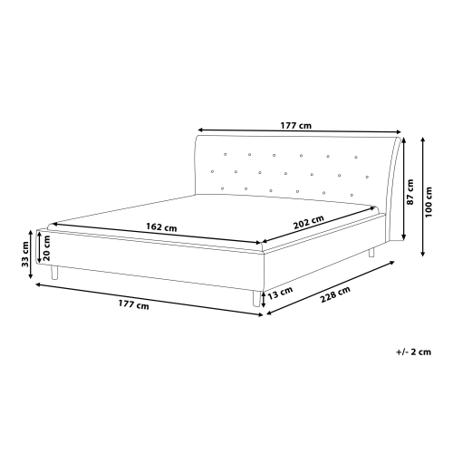 Beliani Bed Fabric SAVERNE 160 x 200 cm (EU King Size) Light Grey 2