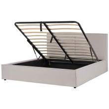 Ottoman Bed MOISSAC Fabric Light Grey 180 x 200 cm (EU Super King)