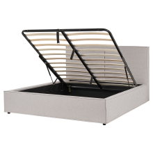 Ottoman Bed MOISSAC Fabric Light Grey 160 x 200 cm (EU King Size)