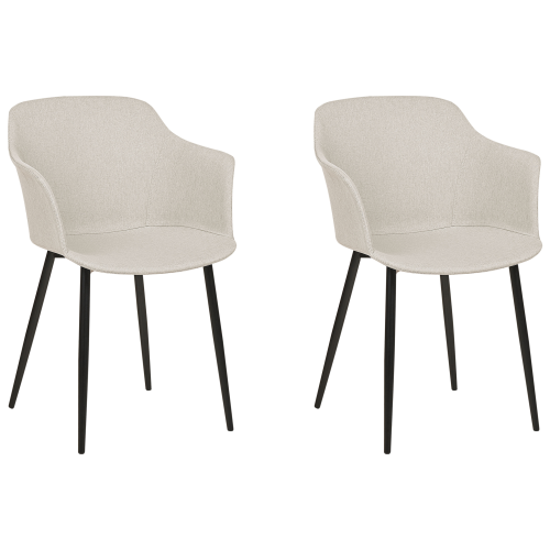 Beliani Set of 2 Dining Chairs ELIM Fabric Light Beige