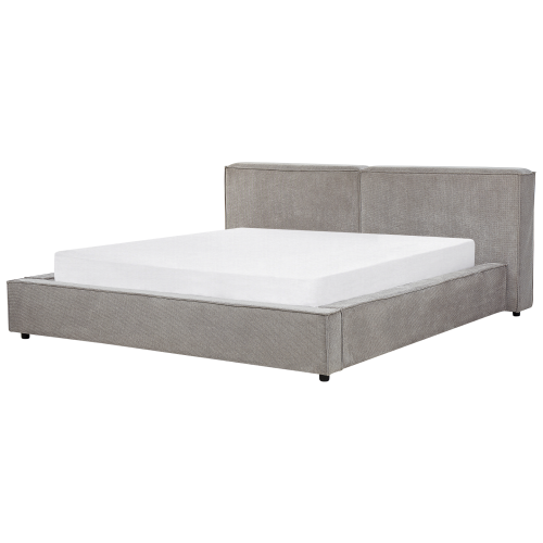Beliani Bed Fabric LINARDS 180 x 200 cm (EU Super King) Grey
