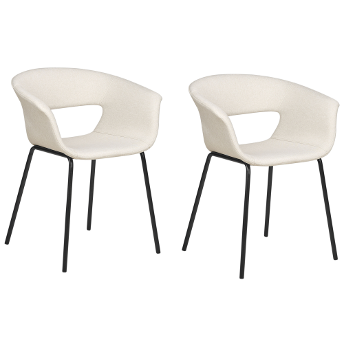 Beliani Set of 2 Dining Chairs ELMA Fabric Light Beige