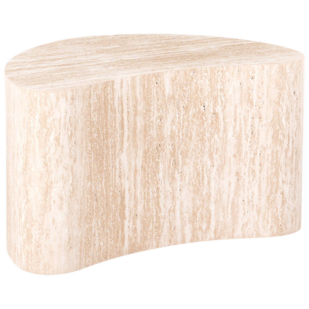 Photos - Dining Table Beliani Side Table BILPA Travertine Effect 