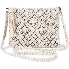 Dámska slamená plážová taška, malá tkaná kabelka a crossbody kabelka cez rameno na letné voľnočasové aktivity