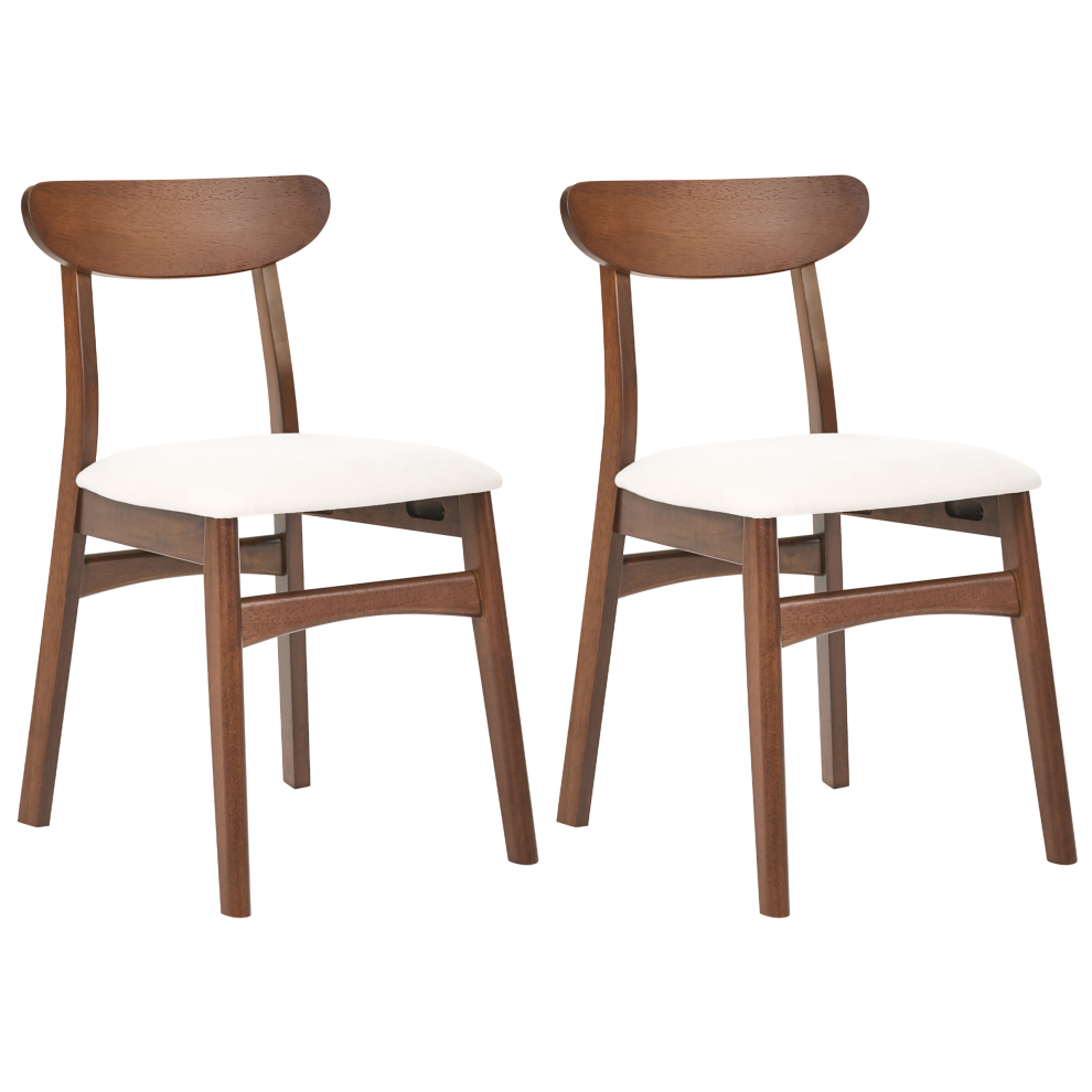 Photos - Chair Beliani Set of 2 Dining  DOYLE Wood Brown/ Light Beige Cream,Brown 
