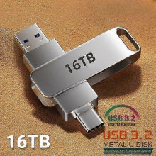 16TB USB-flashdrive 3.2 Supersnelle metalen overdracht U-schijf Pen Drive Waterdichte Type-C schijf SSD USB-schijf