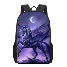 Schooltas met paardenmotief in 3D-stijl voor kinderen, meisjes en jongens. Casual boekentas, kinderrugzak, schooltas met grote capacite