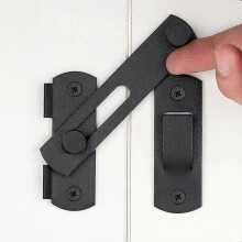 4-piece barn door latch set, 10cm x 7cm matte black stainless steel barn door flip latch, folding door lock, sliding door vin