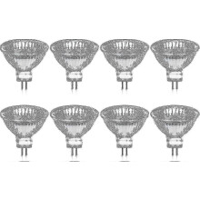 GU5.3 MR16 35W 12V Dimmable Halogen Bulbs Pack of 8 2800K Warm White 400 Lumens Glass Cover FIL20241206117