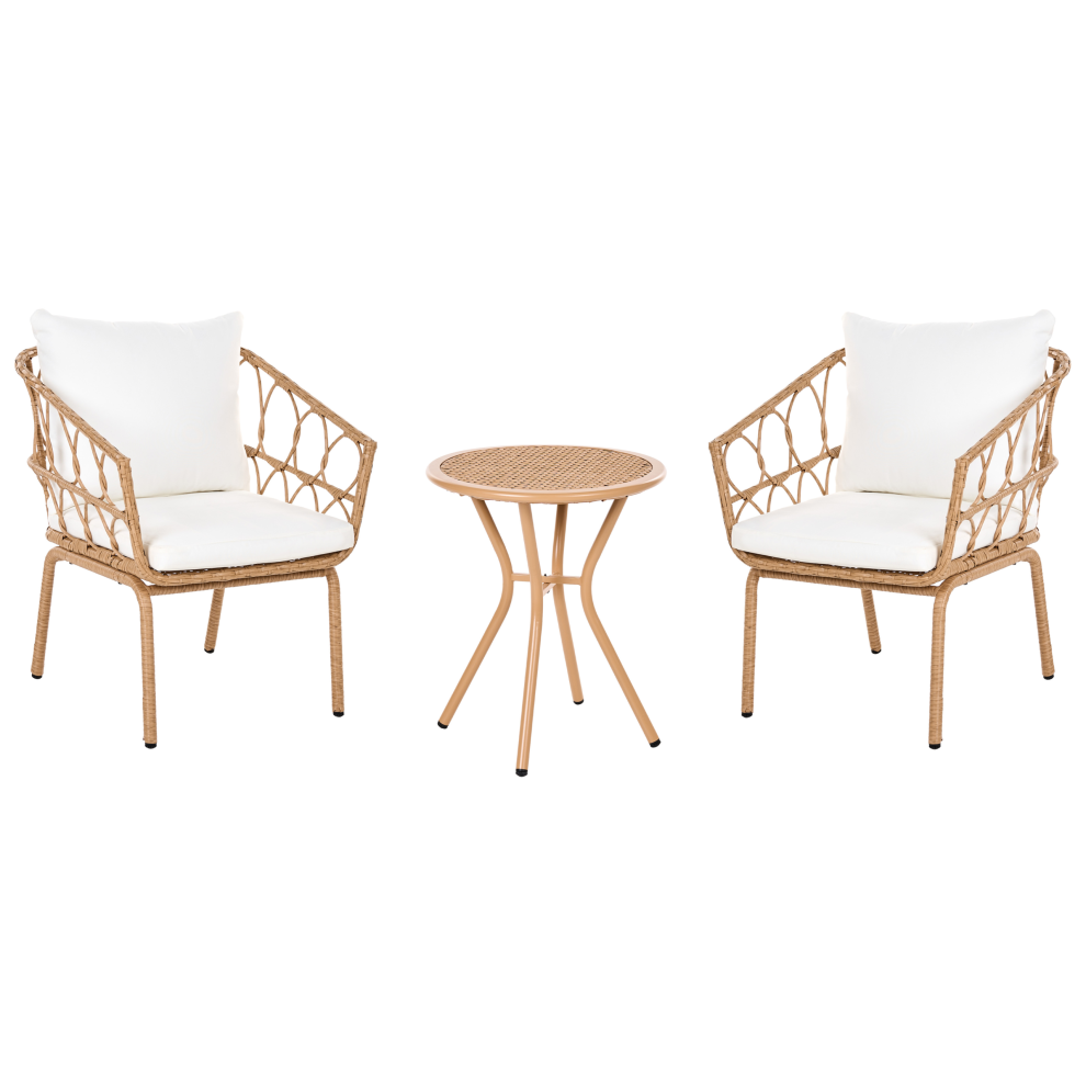 Photos - Garden Furniture Beliani Bistro Set FERLA PE Rattan Light Brown 