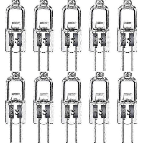 10 Pack G4 Halogen Bulbs 10W 12V Clear Capsule 2 Pin Base Warm White Dimmable