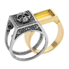 Vintage-Ring mit geschnitztem Band, Geheimfach und Aufbewahrungsbox, Punk-Schmuck
