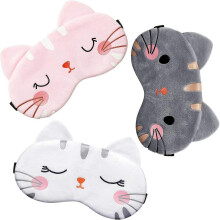 Cute Eye Mask for Sleeping 3 Pieces Cartoon Cat Dog Face Eye Cover Funny Animal Sleeping Mask Soft Lightweight Night Sleep Masks Kitty Eye Mask Blindf