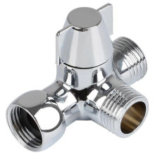 Deviatore a 3 vie per doccia, doccetta e soffione, in ottone massiccio e cromo lucido.