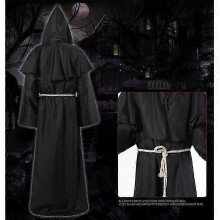 Mittelalterliches Mönchskostüm, Mönchskutte, antikes Priesteroutfit, Cosplay-Zaubererkleidung, historischer christlicher Anzug – XL