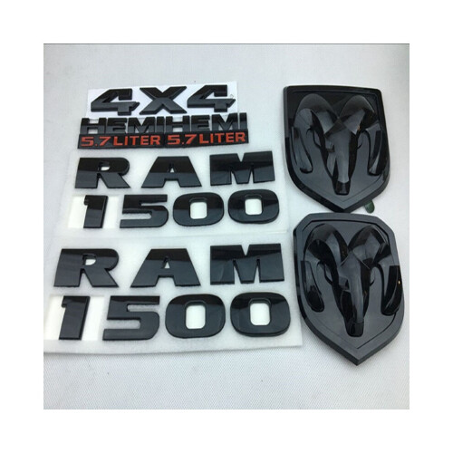 Σετ 7 τεμαχίων μαύρου εμβλήματος Dodge Ram 1500 4x4 Hemi με λογότυπο για την πίσω πόρ