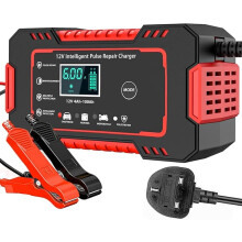 Cargador de batería para coche de 12 V/6 A, cargador de batería inteligente totalmente automático con compensación de temperatura para