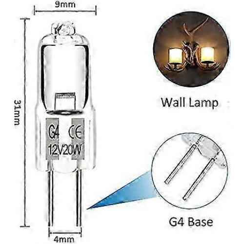 Becuri halogen reglabile, 20W, 12V, alb cald, 2700K, 2 pini, transparente, tip capsulă, pachet de 10 1