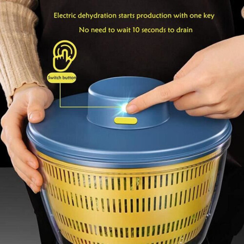 Rechargeable Automatic Salad Spinner, Large Capacity, Easy to Clean, Blue for Kitchen Use 1