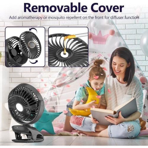 Ventilator de birou mini USB portabil LARGEIGHT, 5 viteze, LED multicolor, funcționare silențioasă, compact pentru acasă sau birou 2