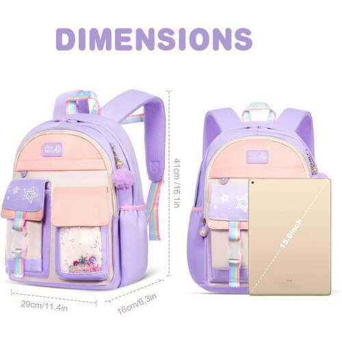 Girls Backpack, Children's School Bag, 19L Waterproof Durable Rucksack, RIWILL 1