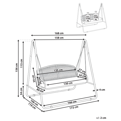 Beliani Patio Swing NORCIA Metal Brown 2