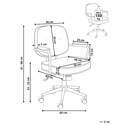 Beliani Desk Chair PARAMUS Faux Leather Light Brown 2