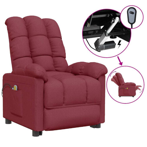 VidaXL vidaXL Massagesessel Elektrisch Weinrot Stoff 1