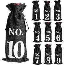 Sacs à vin en toile de jute (1 à 10) pour dégustation à l'aveugle, numéros de table pour mariage, sacs de dégustation de vin, fête