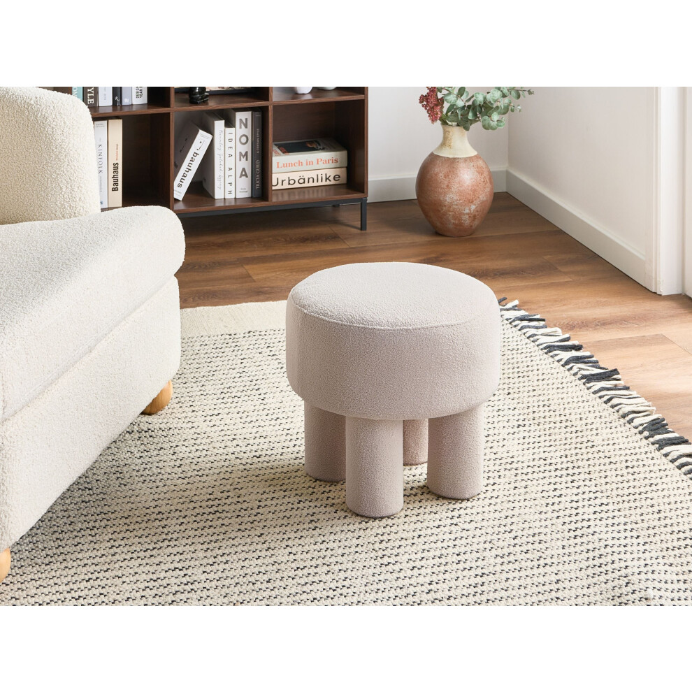 Beliani Footstool Canby Boucle Off-White