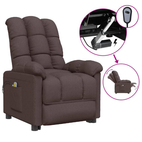 VidaXL vidaXL Massagesessel Elektrisch Dunkelbraun Stoff 1