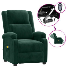 vidaXL Elektrischer Massagesessel Dunkelgrün Samt