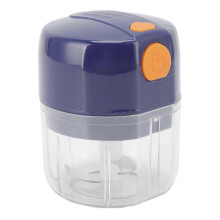 Tragbarer elektrischer Knoblauchzerkleinerer, blau, 3-Klingen-Design, 250 mg, BPA-frei, PP, Mini-Lebensmittelzerkleinerer für Zuhause
