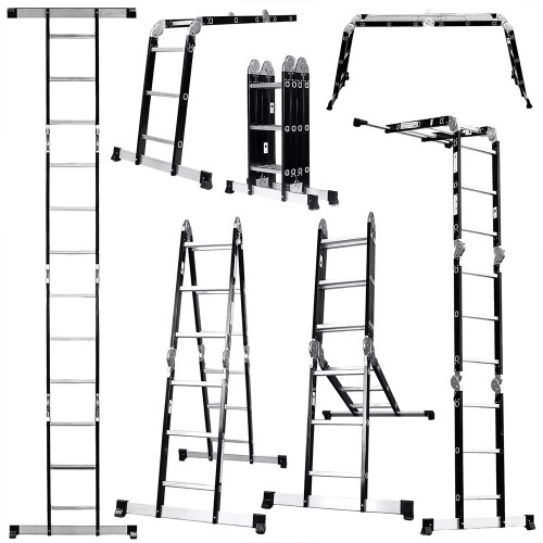 3.5M 12 IN 1 Excel Aluminium Combination Step Ladder Foldable Multi-Purpose 2