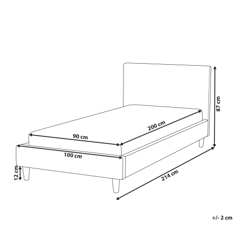 Beliani Bed Fabric FITOU 90 x 200 cm (EU Single) Light Grey 2