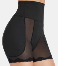 (XXXL, Black) Hip Enhancer Padded Panties Lace Trim Body Shaper Seamless Buttock Butt Lifting Boyshorts for Women Shapewear Underwear Black S